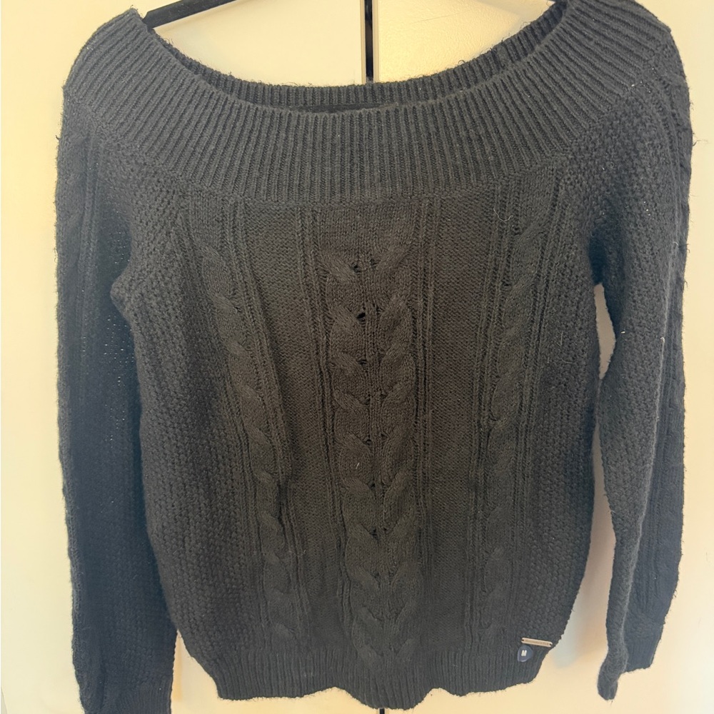 Abercrombie & Fitch Black Off-the-Shoulder Sweater - Brand New Size M